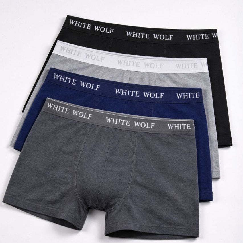 Wolf boxer (1 Blak-1 navy- 1 gray -1 light gray)